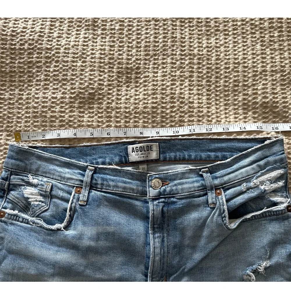 AGOLDE Sophie High Rise Skinny Crop Distressed Jeans Chewed Hem‎ - 31